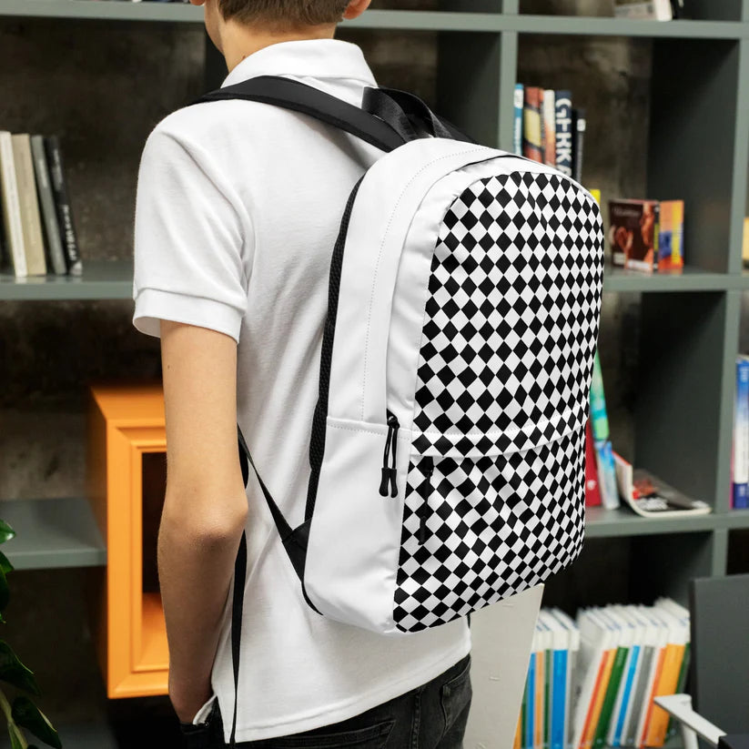 The Checkered Black White Backpack Laptop Bag 2