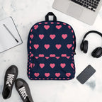 Pink Love Black Backpack Bag 1