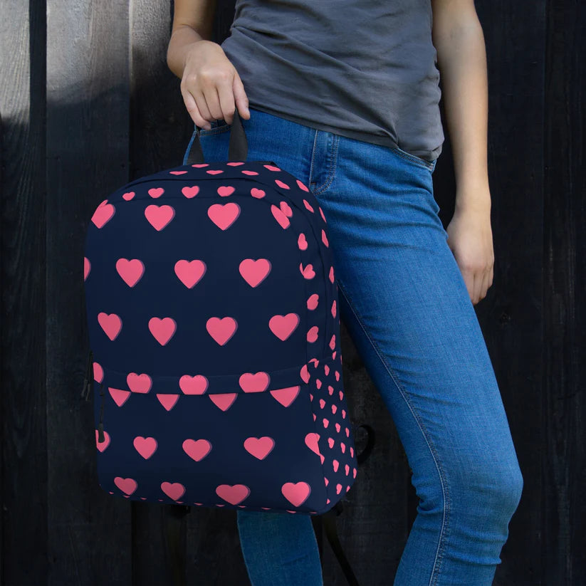 Pink Love Black Backpack Bag 2