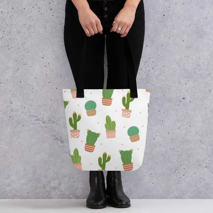 The Cactus Tote Bag in White Color