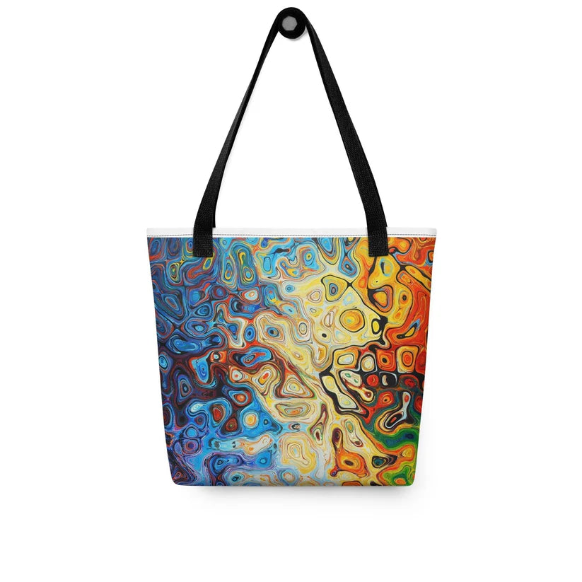 The Abstract Colorful Tote Bag Natural Cotton Handle Material 3
