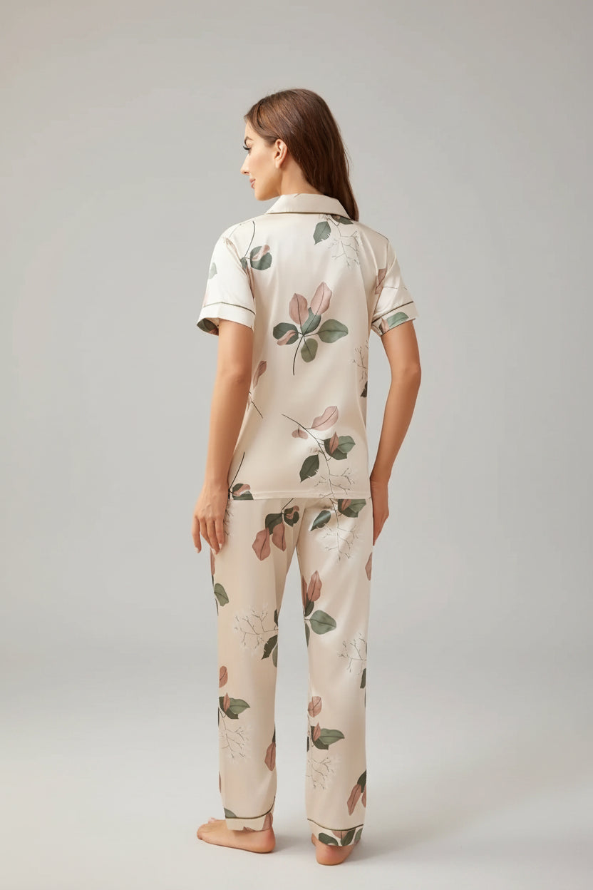 Floral Print Satin Cozy Pajama Set (5)