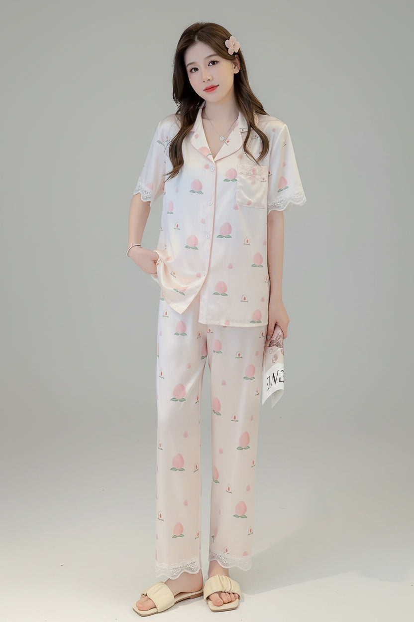 Short Sleeve Summer Pajama Sets For Women (5)