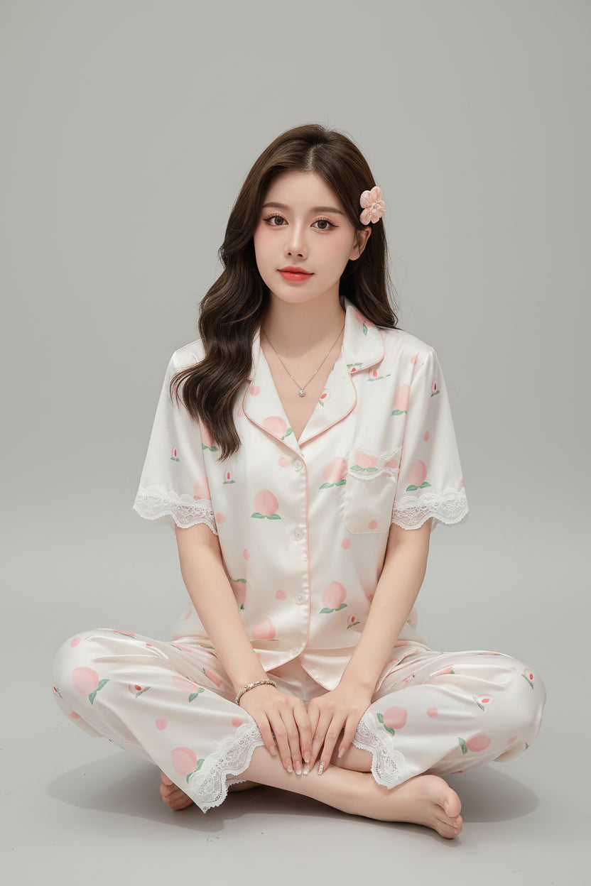 Short Sleeve Summer Pajama Sets For Women (4)