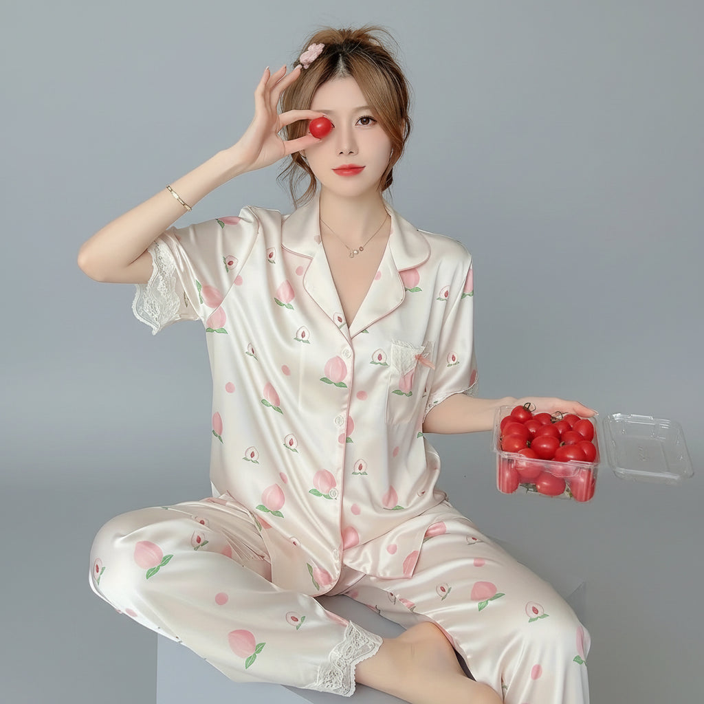 Short Sleeve Summer Pajama Sets For Women (3)