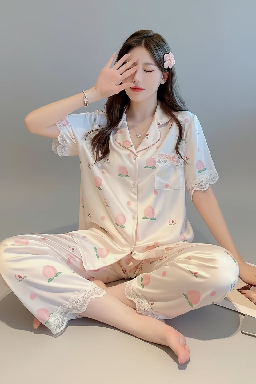 Short Sleeve Summer Pajama Sets For Women (2)