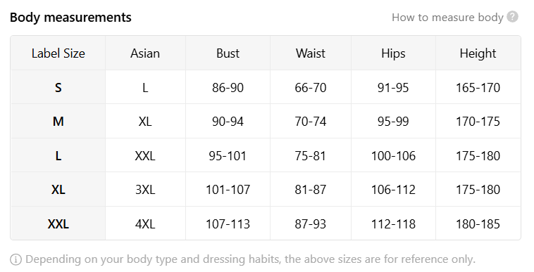 asian size