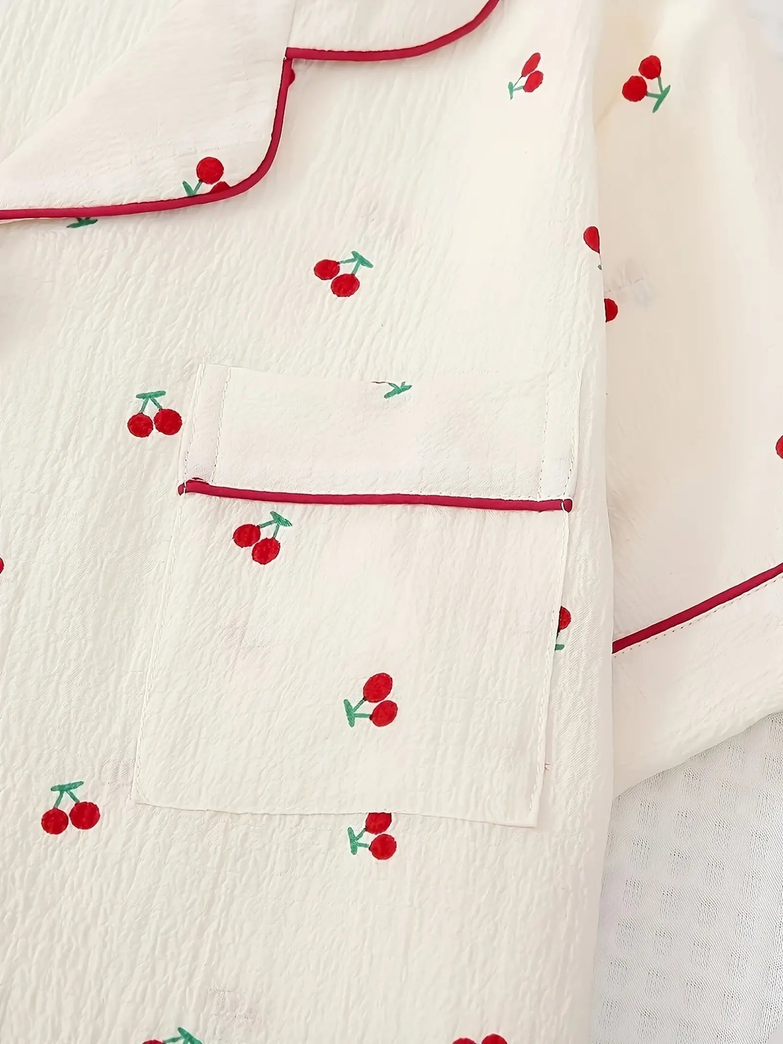 Two-Piece Women’s Cherry Print Summer Pajama Set (3)