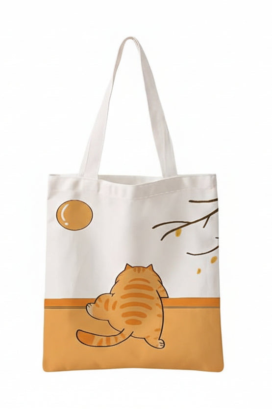The Orange Cat Pattern Tote Bag