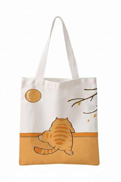 The Orange Cat Pattern Tote Bag
