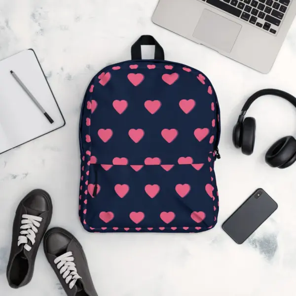 Pink Love Black Backpack Bag - Image 2